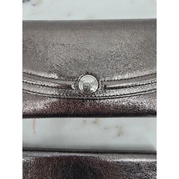 Coach Metallic Pewter Leather Wallet & Checkbook Cover Set - Picture 2 of 5